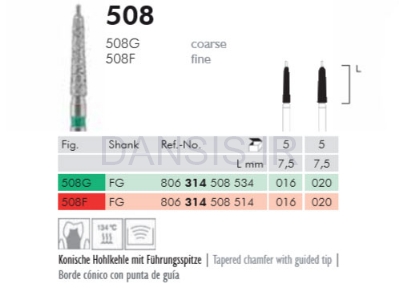 تصویر  فرز زیر لثه Meisinger مدل Tapered Chamfer With Guided tip 508