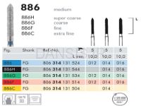 تصویر  فرز الماسه توربین Meisinger مدل Cylinder Pointed-Beveled 886