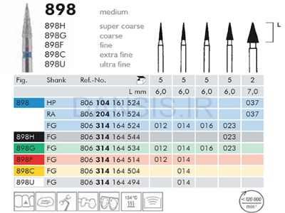 تصویر  فرز الماسه توربین Meisinger مدل Taper Point-Needle 898