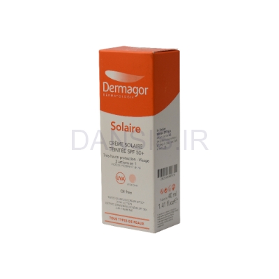 تصویر  کرم ضد آفتاب +SPF 50 رنگی فاقد چربی درماگور 1*3 Dermagor Solaire 