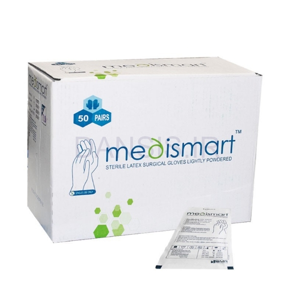تصویر  دستکش جراحی لاتکس کم پودر مدی اسمارت Medismart Medismart lightly Powered Medical Gloves